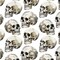 Painted Skulls White Silky Premium Fleece No-Sew Throw Fleece Fabric Kit